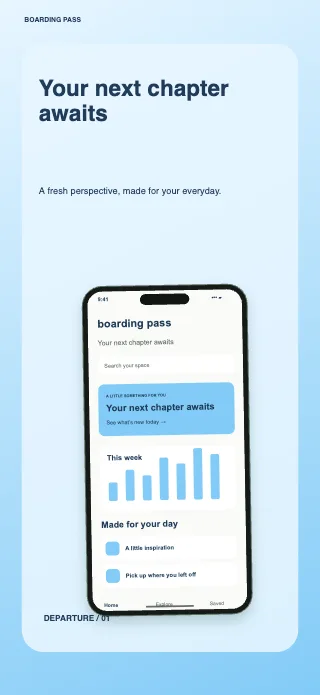 Boarding Pass screenshot design: Departure ticket